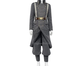 Vintage Military Grey Wool Coat, Historical Officer Uniform, Gothic Victorian Trench, Anime Convention Cosplay
