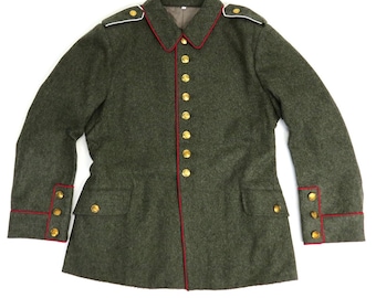 Vintage Wolle Militär Jacke, Olivgrüne Messingknopf Armee Mantel