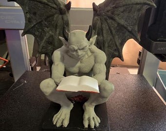 Gargoyle Reading Bookend – Gothic Home Decor, Fantasy Shelf Accent