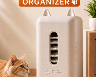Organizador de comida húmeda para gatos | Dispensador de bolsitas de comida para mascotas | Lindo contenedor para guardar comida de gato | Organizador de encimera de cocina | Regalo para amantes de los gatos