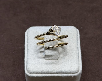 Anéis de junção leves em ouro verdadeiro 14K