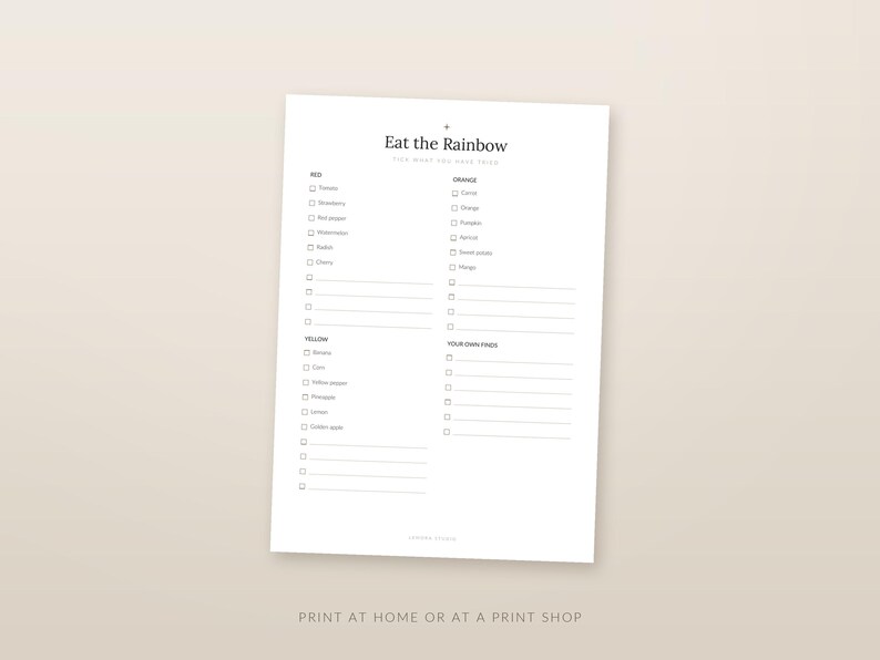 Eat the Rainbow Chart Printable for Kids, 36 Food Cards and Tasting ...