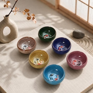 Koifisk keramisk tekopp, handgjord stil japansk kinesisk tekopp, zen-teskål, konstnärlig keramikmugg, unik tepresent