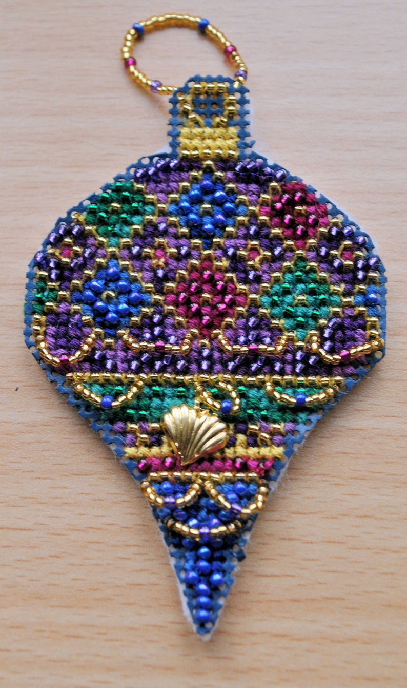 CrossStitch Beaded Gems Christmas Ornaments Set 4 Ornaments Etsy