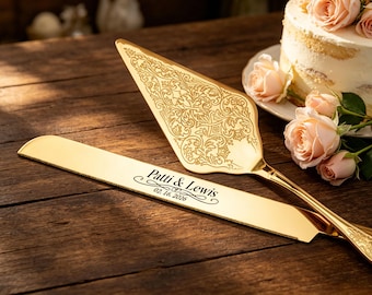 Set da taglio per torta nuziale inciso, in acciaio inossidabile, regalo di anniversario