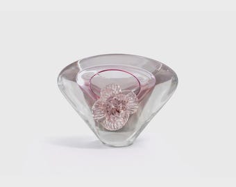 A rare mid-century czech blown glass planter - Chřibská Glassworks