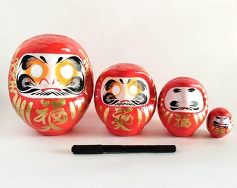 Japanese Daruma Doll Red – Zen Home Decor, Gift for Goals and Success, Size Variations