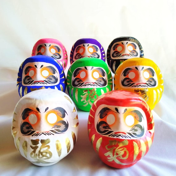 Japanese Daruma Doll for Success & Good Luck – Goal Setting Gift, Choose Your Meaning Color