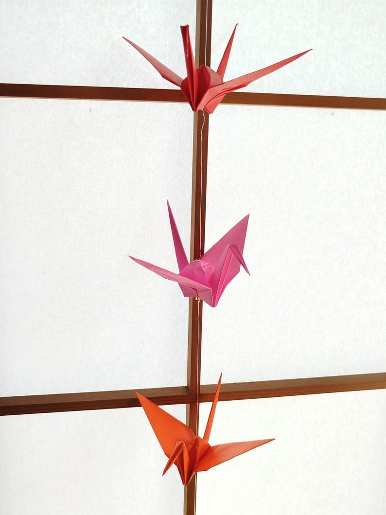 Handmade Rainbow Origami Crane Mobile, Japanese Paper Art, Custom ...