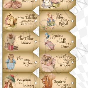 Beatrix Potter Tags - LARGE  (Downloadable print)