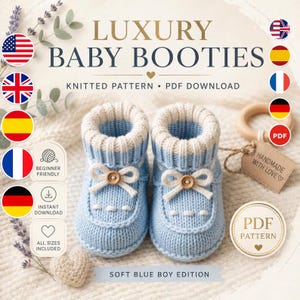 Luxury Baby Booties Knitting Pattern | Beginner Cuffed Slippers (PDF Download)