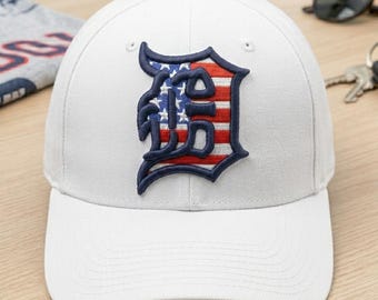 Old English ‘D’ Outline 3D Puff USA Flag Embroidery Design