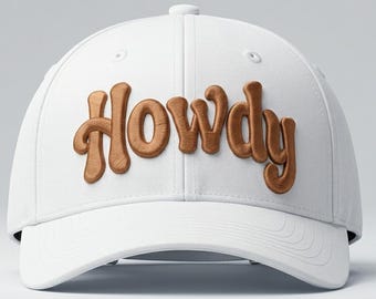 Howdy 3D Puff Embroidery Cap Design | Western Script Snapback Hat Digital File