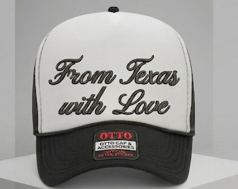 3D Puff From Texas With Love Embroidered Cap – OTTO Trucker Hat Mockup
