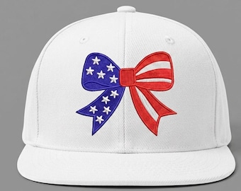 Patriotic Bow Embroidery Design – Stars Stripes Flat Applique (Digital Download)