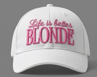 3D Foam Embroidery - Life is Better Blonde - White Baseball Cap