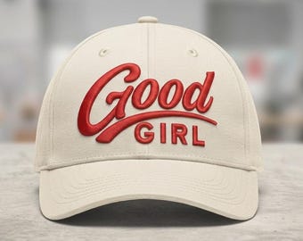 Good Girl 3D Puff Embroidery Design – Trendy Script Cap Embroidery File