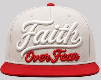 Faith Over Fear 3D Puff Embroidery Design – Snapback Cap (Digital Files)
