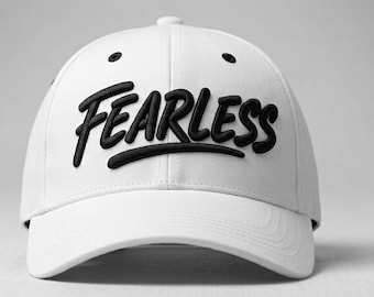 Fearless 3D Puff Embroidery Design – Cap Logo Embroidery File (Digital Download)
