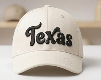 Texas 3D Puff Embroidery Cap Design | Western Style Snapback Hat Digital Mockup