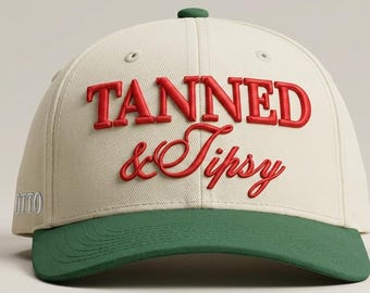 3D Puff Embroidery Cap Mockup – Tanned & Tipsy Design on OTTO Style Hat