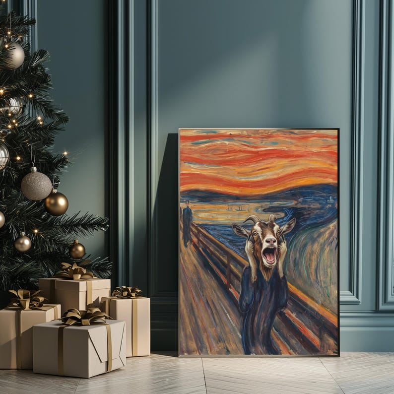 Affiche artistique « La Chèvre qui hurle » | Cadeau de Noël animalier ...