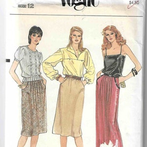 Vogue 80s Skirt Pattern 7820 Size 12 Waist 26.5 inches. A-Line Skirt in Maxi or Knee Length, Gathered or Pleated Front, Pockets.