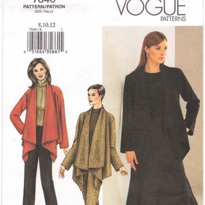 Vogue Women&#39;s Handkerchief Hem Jacket, Midi Skirt, Pants Pattern 7640. Uncut/FF Sizes 8-10-12 Bust 31.5-34 inches.