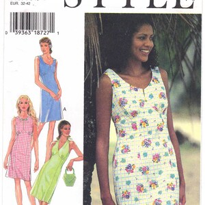 90s Dress Pattern Style 2728 Uncut Sizes 6-16. Halter Dress or Sleeveless Dress, Neckline Variations, Shaped Bodice.