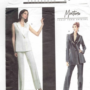 Vogue Paris Original Pantsuit Pattern 2806: Fitted Vest, Jacket, Tapered Pants - Sizes 6-8-10