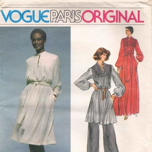 Vogue Paris Original Christian Dior Pattern 1567 Size 10 Bust 32.5 Uncut/FF. Pullover Dress or Tunic with Pintucks, Straight Leg Pants.