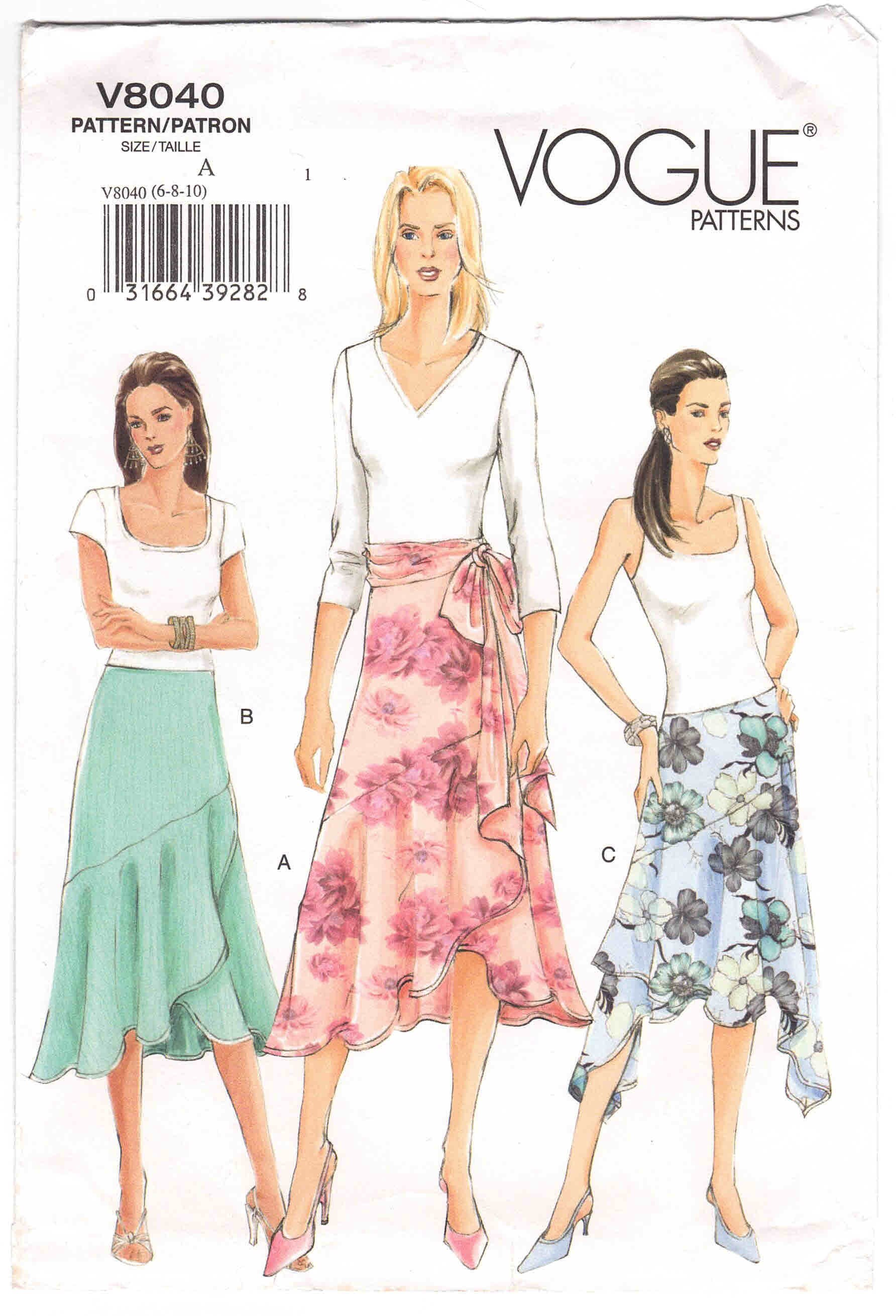 Easy Vogue Option V8711 Ladies Fitted Mock Wrap Skirt Sewing