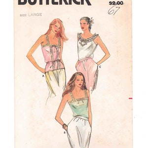 80s Camisole Top T-Shirt Pattern Butterick 3180. Size Large 16-18 Bust 38-40. Lace or Ribbon Bow Trim. Ruffled Neckline, For Knit Fabric.
