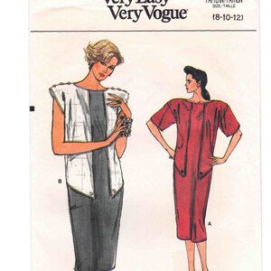 80s Very Easy Very Vogue Dress Pattern 9313. Uncut/FF Sizes 8-12 Bust 31.5-34 in. Straight Dress, Color Block Option, Shoulder Buttons