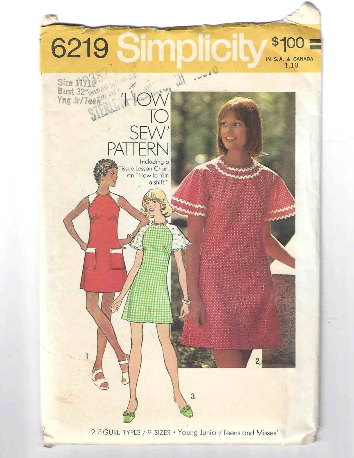 70s Mini Dress Pattern Simplicity 6219 How to Sew Teen Size Etsy