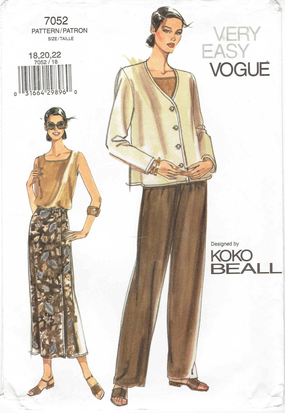 Very Easy Vogue Koko Beall Jacket Top Skirt Pants Pattern - Etsy