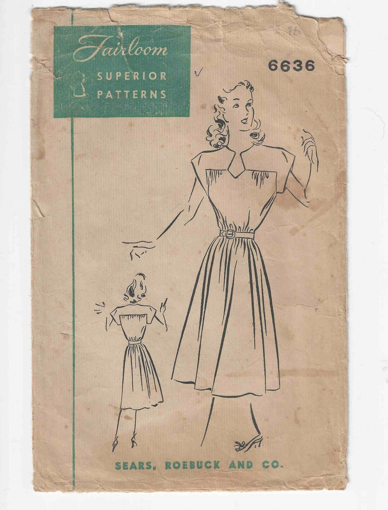 40s Sack Dress Pattern Fairloom Superior Patterns 6636. Junior Etsy