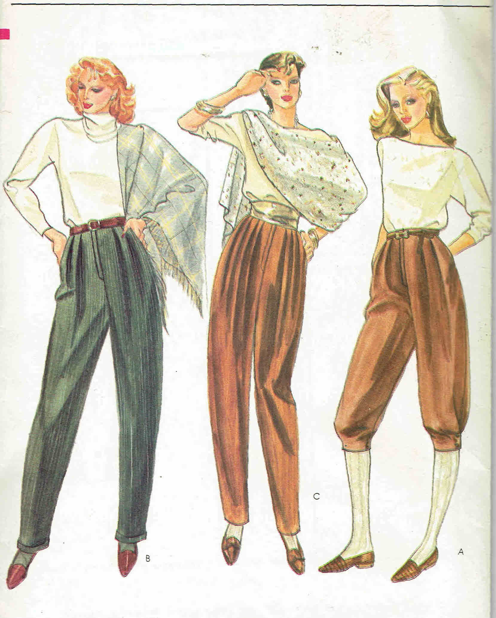80s Vogue Pleated Pants and Knickers Pattern 8146. Tapered