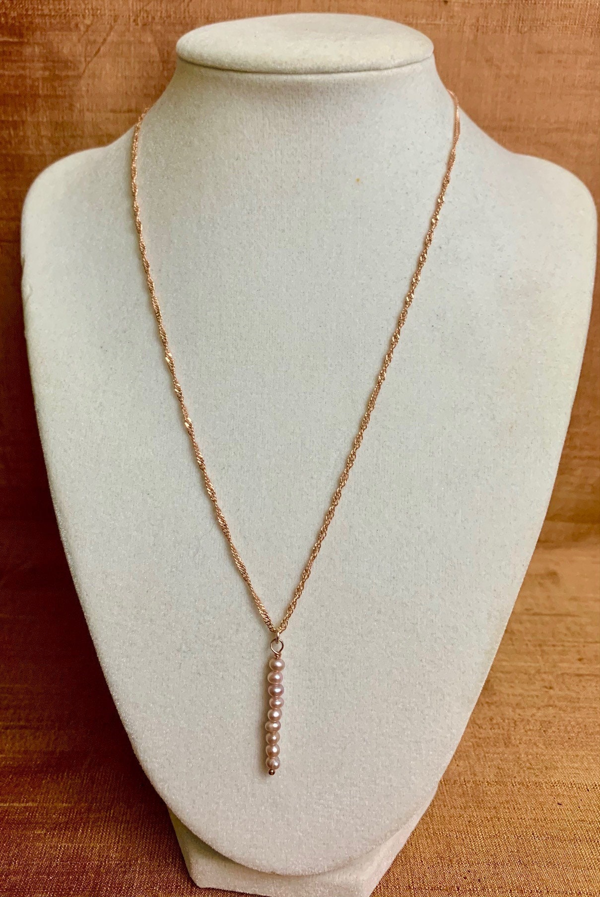 Pretty Pink Pearl Drop Necklace on Rosegold Chain Etsy UK