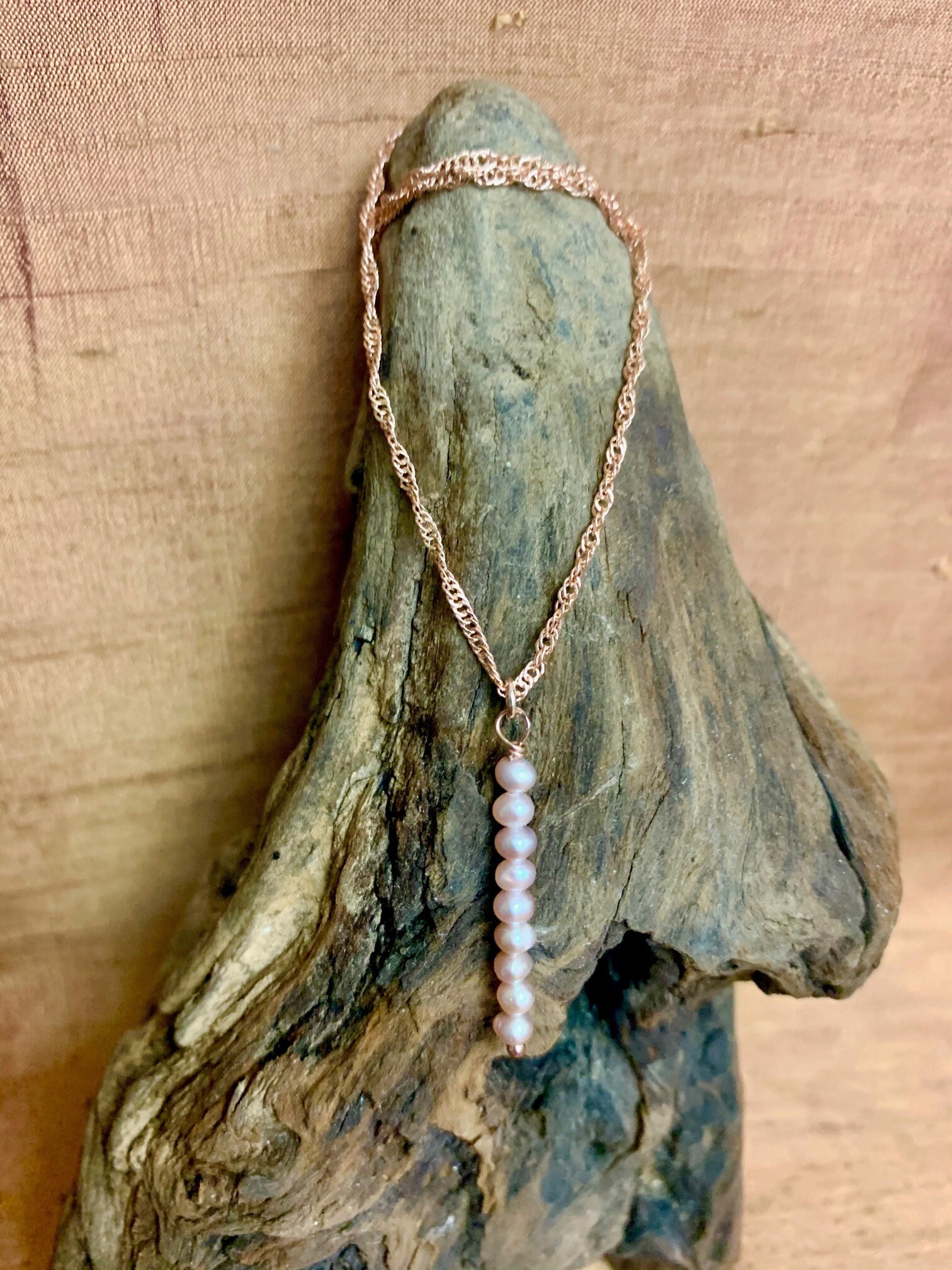 Pretty Pink Pearl Drop Necklace on Rosegold Chain Etsy UK