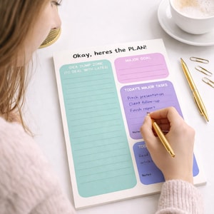 Página de planificador diario digital - Lista de tareas y seguimiento de objetivos - Zona de ideas imprimible - Organizador de productividad