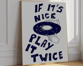 If It's Lovely Play It Twice Schallplattendruck, Retro Musikplakat, Minimalistisches Dekor