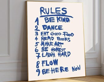 Motivational Rules Wandkunst, minimalistisches Zitat Print, modernes Schlafzimmerdekor (ungerahmt)