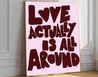 Love please is all around Druck, rosa Typografie Wand Kunst Poster