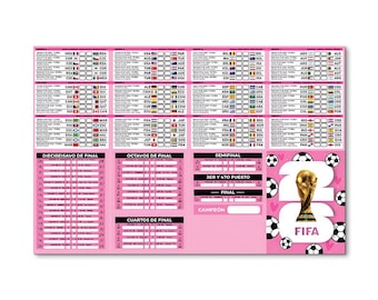 2026 World Cup Spielplan Poster, Rosa Fußball-Turnier Halterung Wandkunst