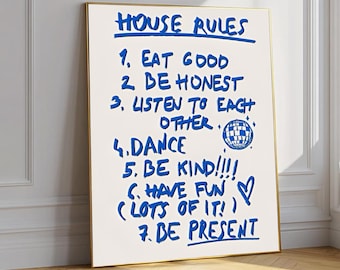 House Rules Print, Disco Ball Art, Positive Vibes Poster (Ungerahmt)