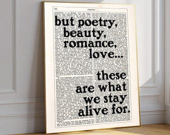 But Poetry Beauty Romance Love Zitat Druck, Dead Poets Society Wand Kunst, Literarisches Wörterbuch Seite Dekor, Bücherliebe, Romantisch Poster
