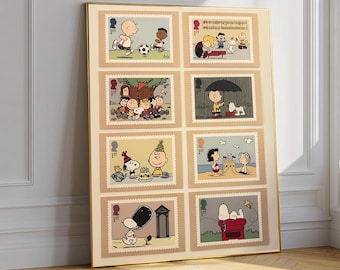 Peanuts Snoopy Charlie Brown Briefmarke Poster, Retro Comic Wandkunst