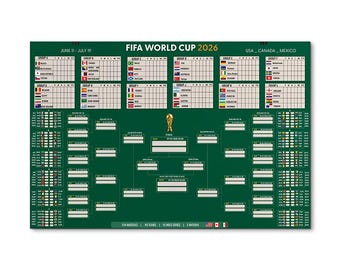 2026 World Cup Spielplan Poster,FIFA Tournament Tracker Chart,Fußball Fan Wand Kunst