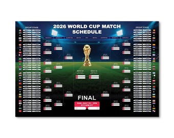 2026 Soccer Tournament Schedule Poster, World Cup Bracket Wall Art, Sports Fan Tracker